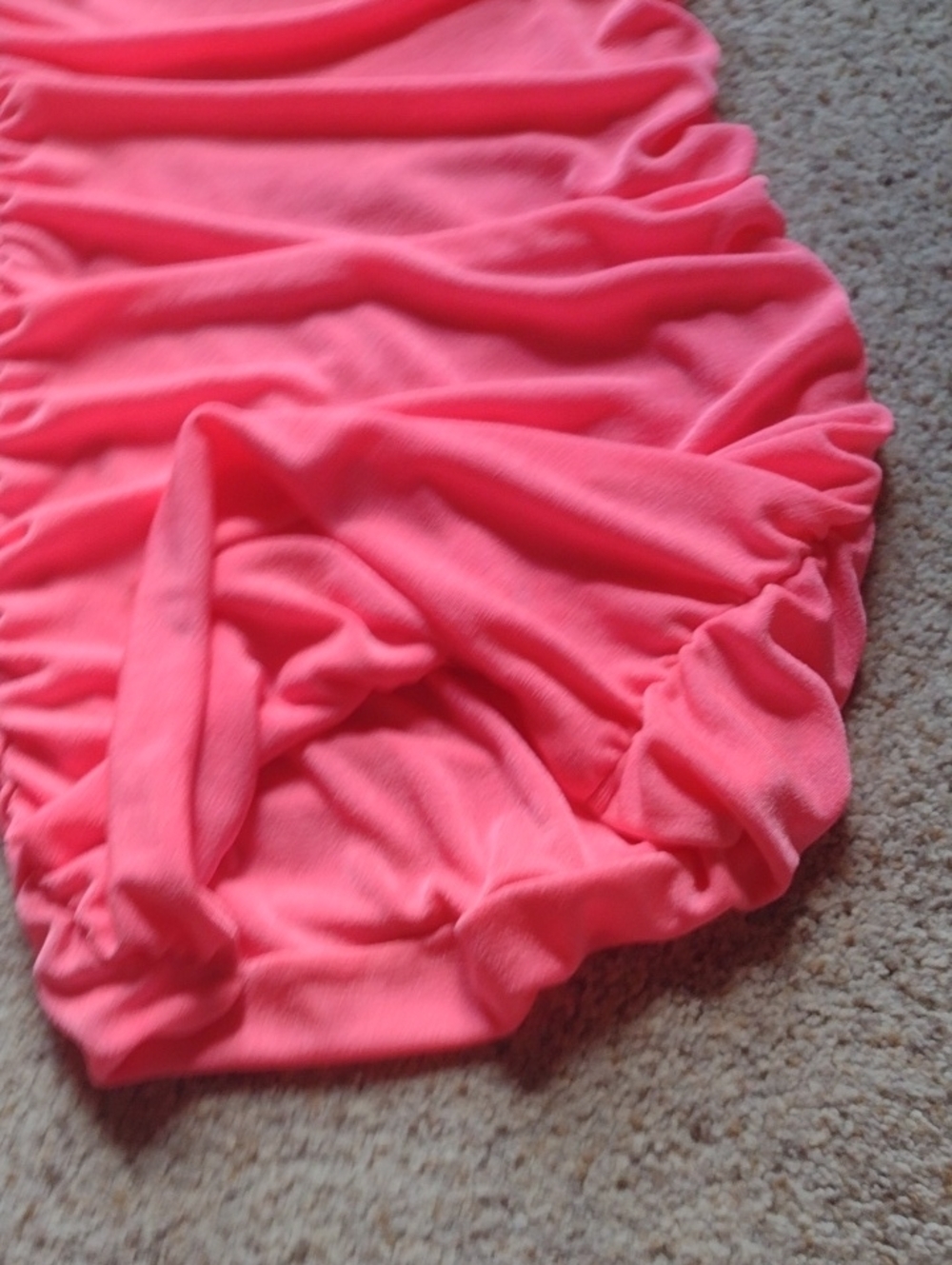 One-Shoulder Ruched Neon Pink Bodycon Dress - Picture 5 of 5